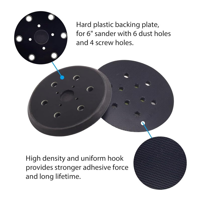 SHUTTLE GENIUS 6 Inch 6 Holes Replacement Sander Pads Hook and Loop, 6" Sanding Pad for Ridgid R2611 Random Orbit Sander, 1 Pack - Image 3